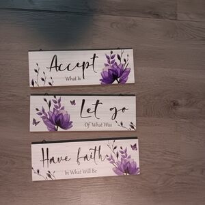 Inspirational Wall Art with Purple Floral Design